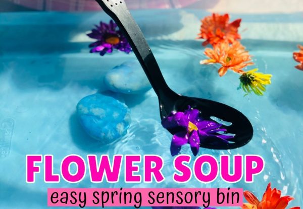 flower soup spring sensory bin