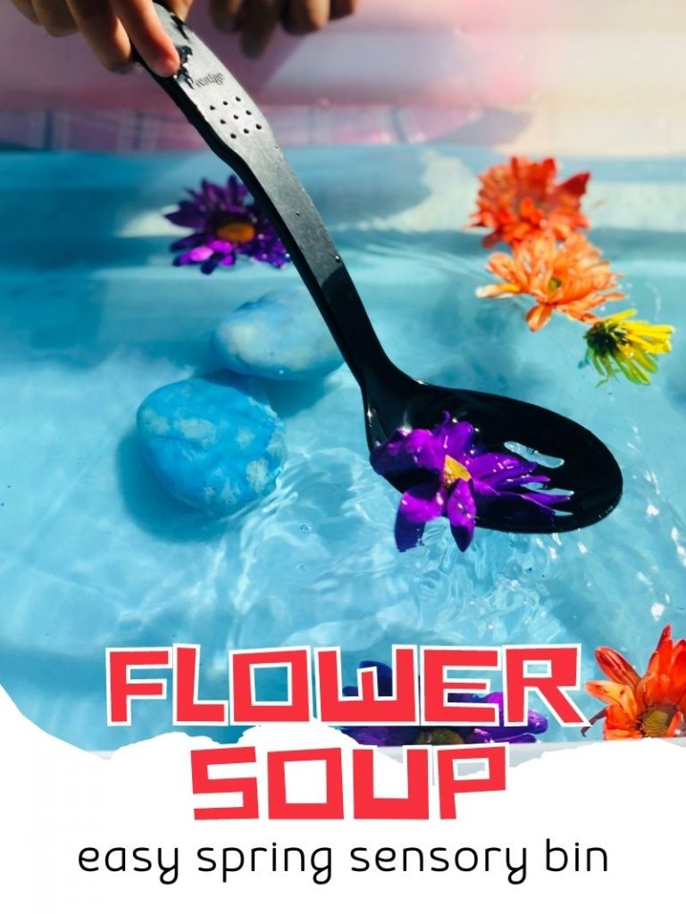 flower soup spring sensory bin